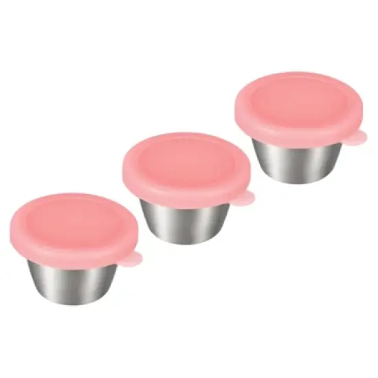 Unique Bargains Stainless Steel Picnic Travel Salad Dressing Condiment Container Cups with Lids 3 Pcs image {6}
