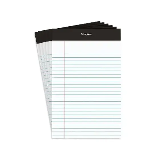 Staples Notepads 5" x 8" Narrow White 100 Sheets/Pad 6 Pads/Pack (13770) 398211 image {8}
