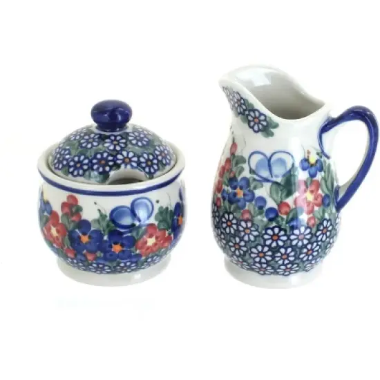 Blue Rose Polish Pottery 1583 Vena Cream & Sugar Set image {9}