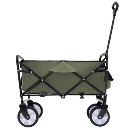 NAYSAYE Wagon Collapsible Utility Cart with Strapping System and Plastic Liner Set for Outdoors, Green, 25.98"*17.32"*37.4" image {5}