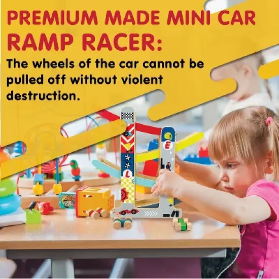 Leo & Friends Wooden Ramp Racer Track with 4 Race Cars Included image {3}