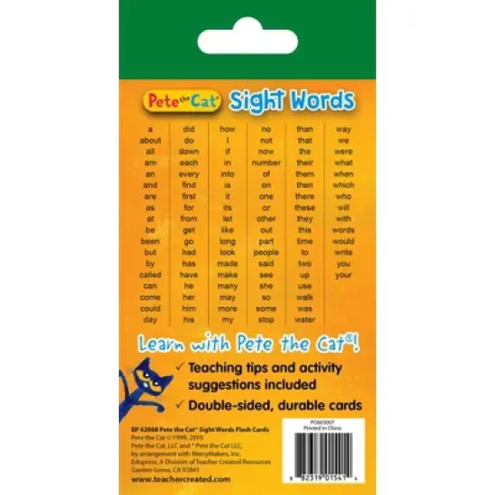 Teacher Created Resources Pete the Cat Sight Words Flash Cards image {1}