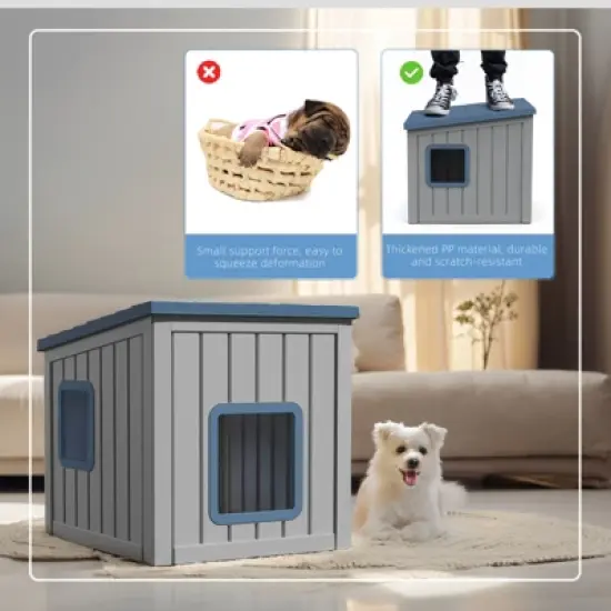 Dolonm Pet Cottage Self-Cleaning Drain Hole & Rain-Slope Roof | 2 Doors | Easy Setup, for Indoor/Outdoor image {3}