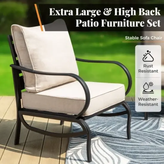 Captiva Designs 5pc Metal Patio Furniture Conversation Set with Ottomans for Garden Porch Backyard image {2}
