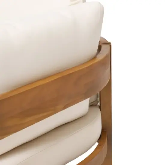 Christopher Knight Home 4pc Brooklyn Teak Outdoor Sectional Chat Set with Cushions Beige image {16}