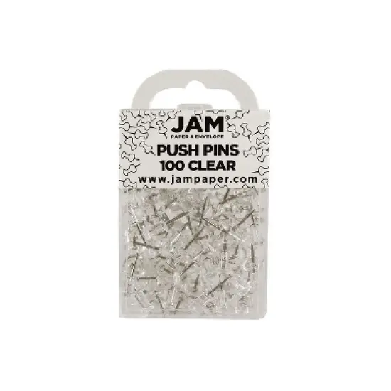 JAM Paper Colored Pushpins Clear Push Pins 2 Packs of 100 222419050A image {1}