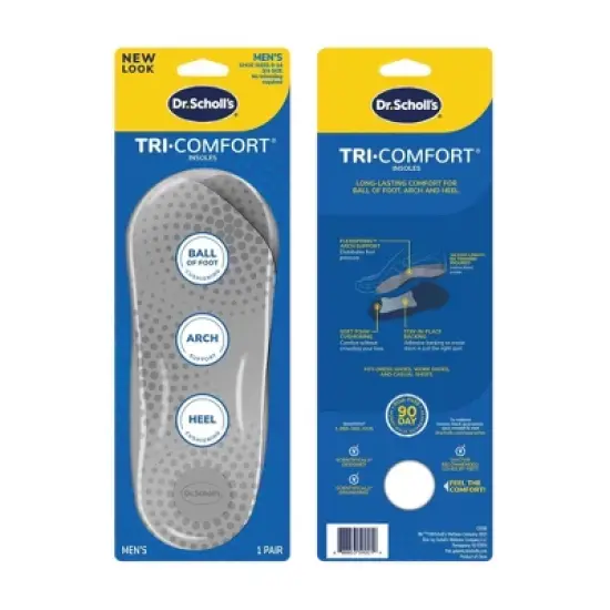 Dr. Scholl's Comfort Tri-Comfort Shoe Insoles for Men - Size 8-12 image {1}