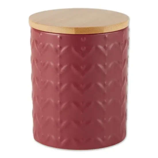 Design Imports Barn Red Matte Retro Vine Texture Ceramic Canister Set/3 image {1}