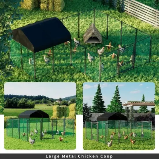 Artloge Large Heavy Duty Metal Chicken Coop Walk-In Chicken Coop Hen Run House Poultry Rabbit Cage with UV & Waterproof Cover for Outside Yard Farm image {8}