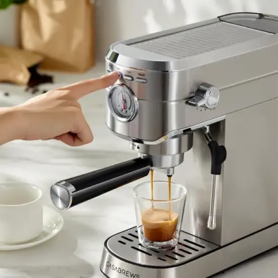 CASABREWS 5418Basic Stainless Steel Compact Espresso Machine: 20-Bar, Milk Frother, Volume Control image {9}