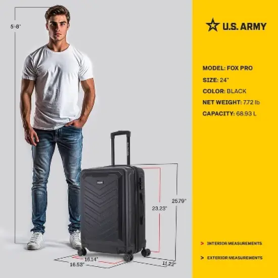 U.S. Army FOX PRO 24" Expandable Medium Checked Hardside Suitcase with TSA Lock image {3}