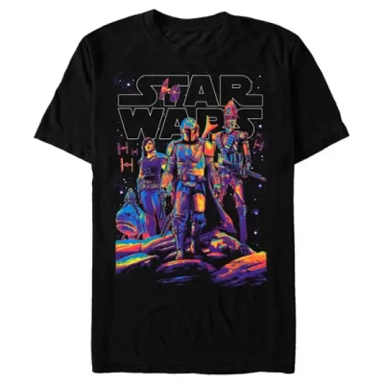 Men's Star Wars: The Mandalorian The Mandalorian Paint Swirl Character Pose T-Shirt image {2}