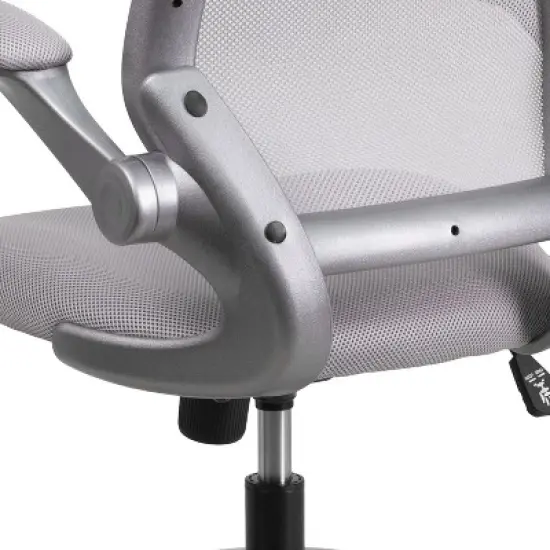 Emma and Oliver Mid-Back Gray Mesh Swivel Ergonomic Task Office Chair with Gray Frame image {4}