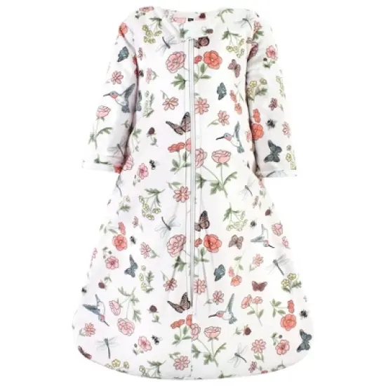 Hudson Baby Infant Girl Long Sleeve Plush Faux Fur Sleeping Bag, Wearable Blanket, Hummingbird Garden image {2}