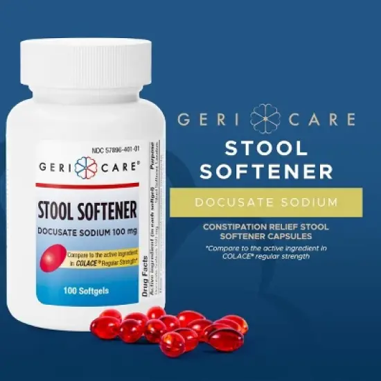 Geri-Care Docusate Sodium 100mg Softgel, 100 Ct image {2}