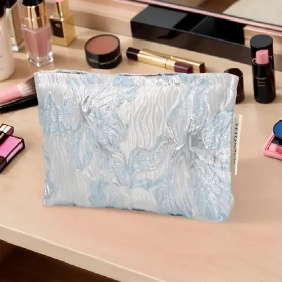 Unique Bargains Versatile Embossment Flower Handheld Makeup Bag 1 Pc image {4}