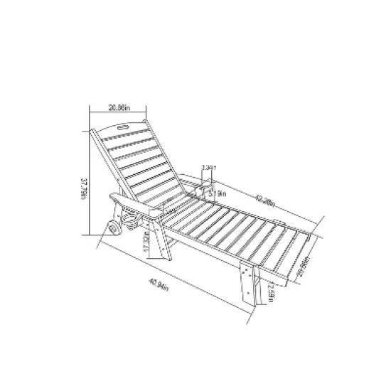Gulches Lounge Chair Outdoor with Wood Texture, HDPE, Patio Lounge Chair with Wheels & Cup, 5 Positions, Holder for Pool, Deck, Poolside,Oversiz Black image {1}