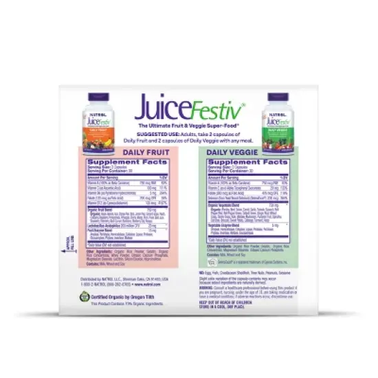Natrol JuiceFestiv Pack Daily Fruit and Veggie Capsules to Support Balanced Nutrition - 120ct image {7}