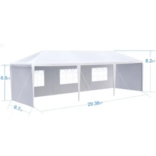 Outdoor 10&times;20 FT Gazebo, Wedding Party Canopy Tent with 6 Removable Sidewalls, Large Gazebo with Metal Frame and Stakes-Coolbibila image {3}