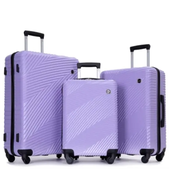 FATMOON 3 Piece Luggage Sets PC+ABS Lightweight Suitcase with Two Hooks, Spinner Wheels, (20/24/28) image {12}