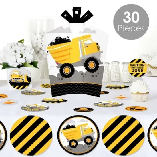 Big Dot of Happiness Dig It - Construction Party Zone - Baby Shower or Birthday Party Decor and Confetti - Terrific Table Centerpiece Kit - Set of 30 image {1}