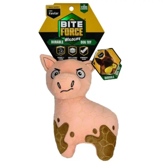 Bite Force Built with Kevlar Tough Plush Pig Dog Toy image {6}