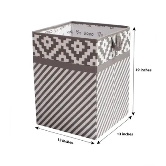 Bacati - Diamond Gray/White Collapsible Laundry Hamper image {3}