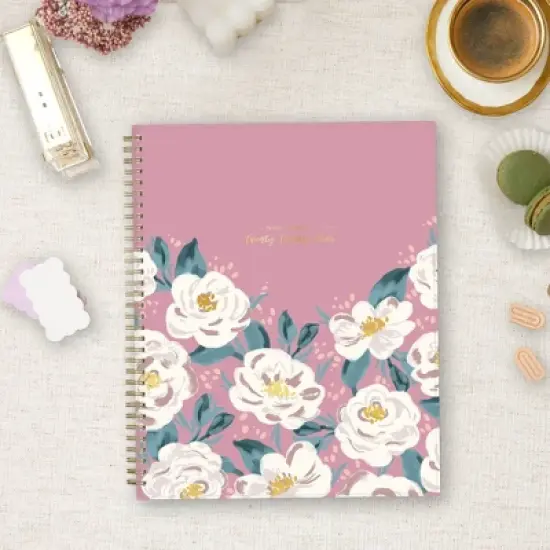 Ivory Paper Co 2024 Planner 11"x8.5" Weekly/Monthly Wirebound Celine Rose Pink image {1}