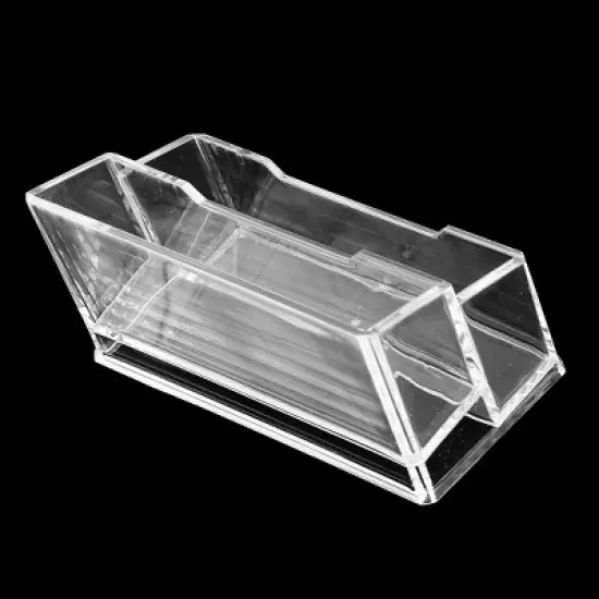 Unique Bargains Office Transparent 2-Tier Business Name Card Organizer Display Stand Holder image {2}