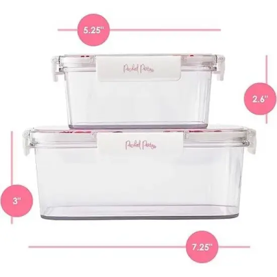 Packed Party BPA Free 2-Piece Food Storage Containers Set, Airtight, Leak-Proof, with Lids for Lunch, Meal Prep, or Leftovers (Small and Medium image {2}