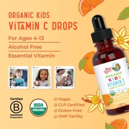 MaryRuth's Kids Vitamin C Drops, Orange Vanilla, Org, 2 oz image {6}