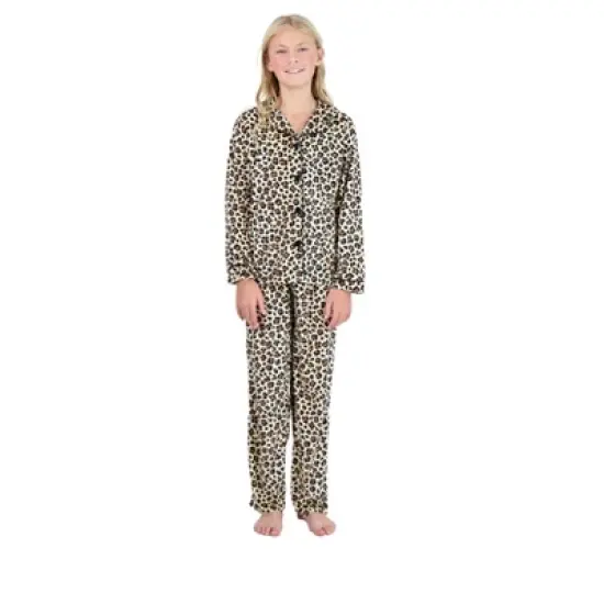 Sleep On It Girls 2-Piece Velour Coat Pajama Set - Cheetah image {1}
