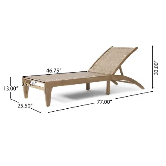 Christopher Knight Home Benfield Outdoor Acacia Wood and Flat Wicker Chaise Lounge image {2}