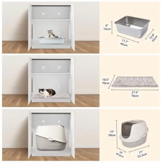 unipaws Tall Cat Litter Box Enclosure with Shelves image {10}
