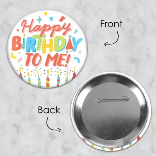 Big Dot of Happiness Party Time - 3 inch Happy Birthday Party Badge - Pinback Buttons - Set of 8 image {6}