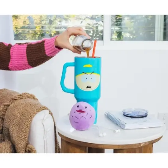 Silver Buffalo South Park Cartman Face Stainless Steel Tumbler With Handle | Holds 40 Ounces image {6}