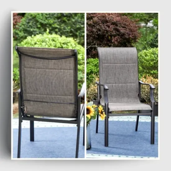 5pc Patio Dining Set with Steel Table with 1.57" Umbrella Hole & Padded Arm Chairs - Captiva Designs image {2}