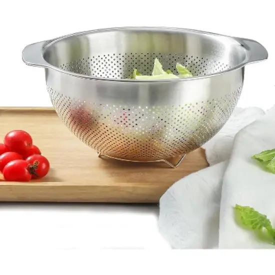 18/8 Stainless Steel Microwell Colander, Fruits, Rice, and Pasta image {7}