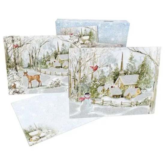18ct Lang Assorted Snowy Scene Boxed Holiday Greeting Cards image {1}