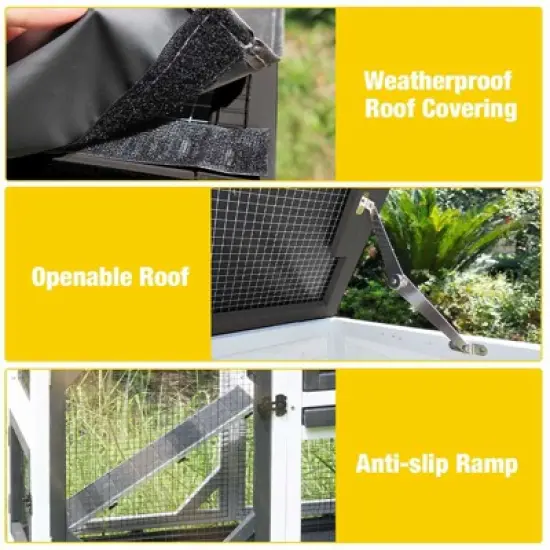 Aivituvin Premium 2-Story Wooden Rabbit Hutch with Casters | Pull-Out Tray-AIR7013 image {14}