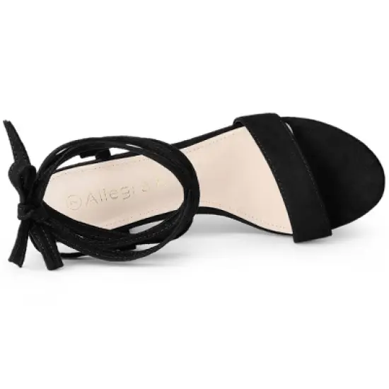 Allegra K Women's Lace Up Chunky Heels Sandals image {4}