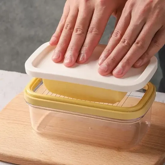 Acekool Rectangular Butter Dish with Cutter, Temperature Resistant, Easy Slice Butter Container, 200g Baking Storage Solution image {7}