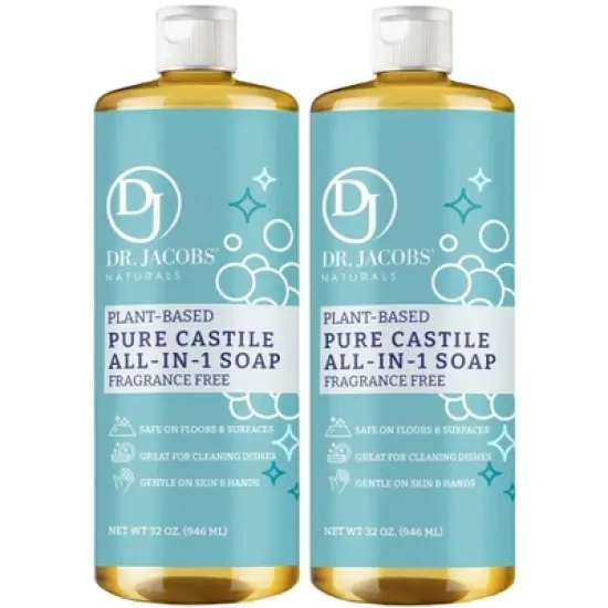 Dr Jacobs Naturals All in 1 Castile Unscented Soap - Multipurpose - Vegan- Sulfate-Free - Paraben-Free image {8}
