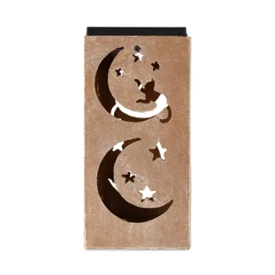 Techko Maid LED Solar 10.8" Portable Moon & Star Cut Out Decorative Outdoor Lantern Clear image {1}