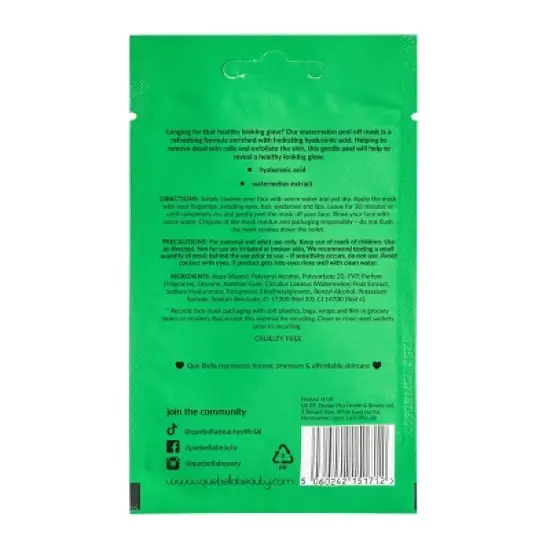Que Bella Refreshing Watermelon Peel Off Mask - 0.35oz image {2}