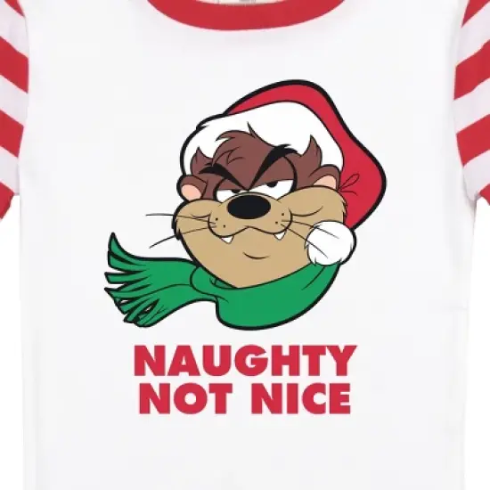 Looney Tunes Taz Naughty Not Nice Boy's Red & White Striped Sleep Set image {3}