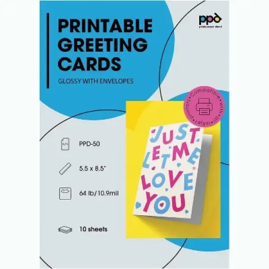 PPD Glossy Printable Greeting Cards with Envelopes 5.5x8.5" 10 sheets 240 gsm for Inkjet Printers image {7}