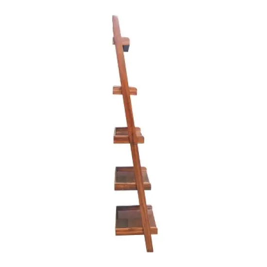 75.5" 5 Tier Solid Wood Leaning Bookshelf - International Concepts image {2}