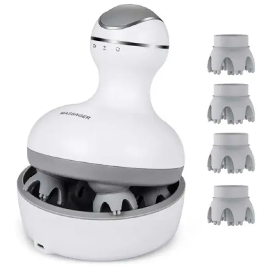 YEVYO Electric Cordless Smart Scalp Massager for Headache & Stress Relief with 84 Kneading Node - White+ image {7}