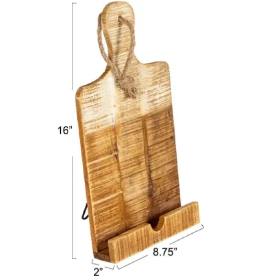 Storied Home Distressed White Dipped Wood Tablet Holder image {2}